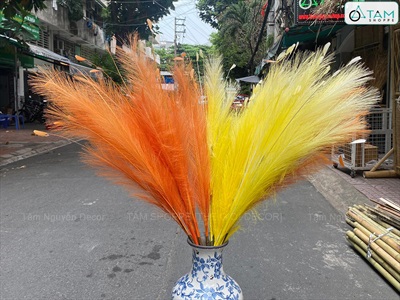 Cành cỏ lau nhiều màu sợi nhân tạo [Sợi tơi - Bung đều] D40-80cm CANHLA-08